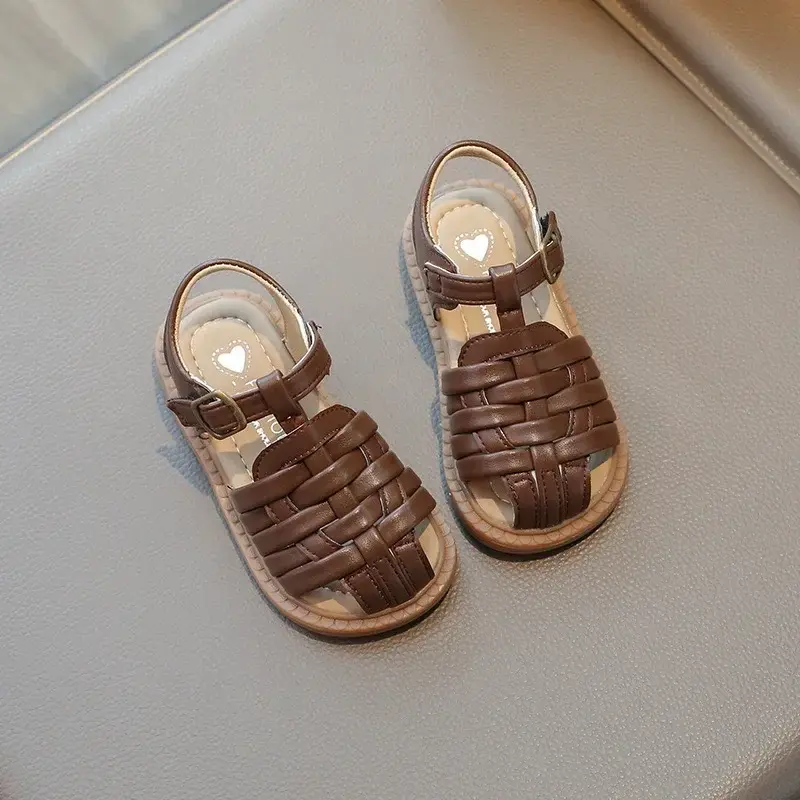 Kids Sandals 2025 Summer Sandals for Boy Fashion Children Cut-Outs Beach Shoes Braided Style Causal Walking Flat Sandals