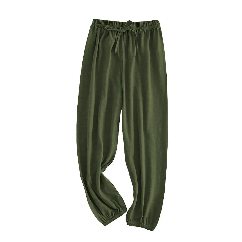 Boy Girl Breathable Bamboo-Cotton Long Pants for Children Unisex Style Elastic Waist Summer Sleepwear Kids Nightwear Trousers