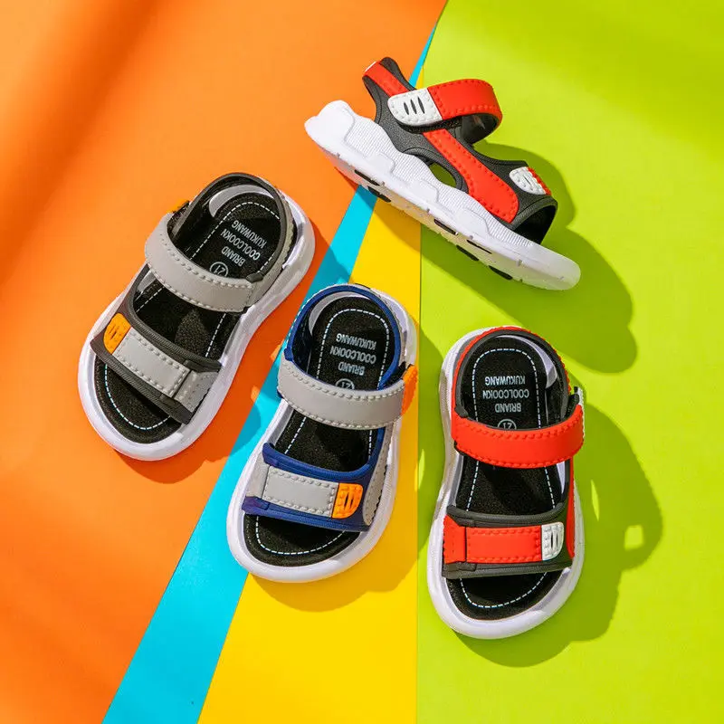 Boys' Sandals 2025 New Summer Mid Big Boys' Soft Sole Anti slip Kids' Baby Shoes Children's Beach Shoes Beach School Sports Gro