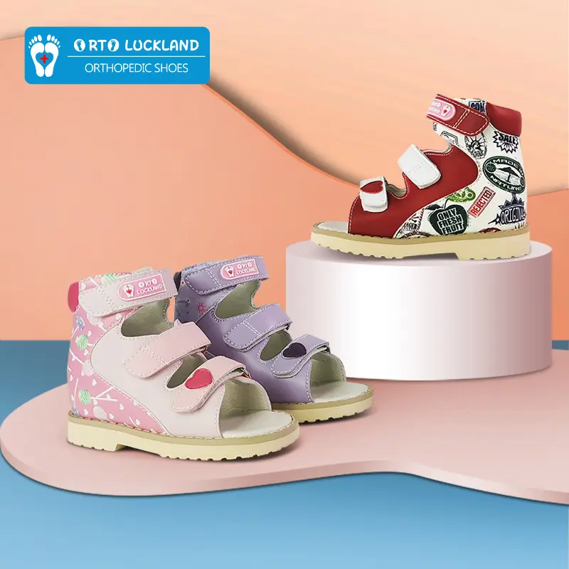 Ortoluckland Toddler Girls Summer Sandals Baby Orthopedic Shoes For Children Kids 2024 Korean Style Dance Pink Open Toe Footwear