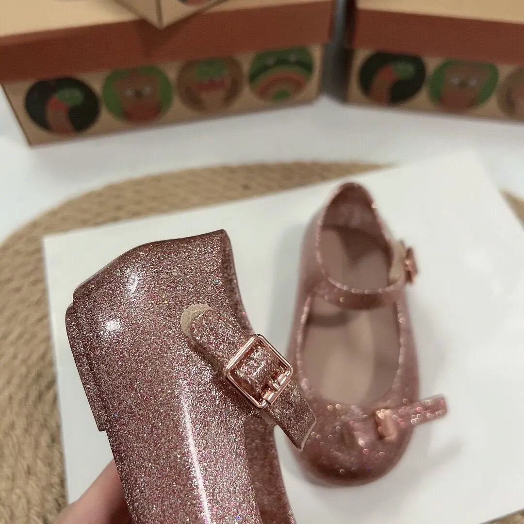 Children Fashion Spring Hot Sale Side Bow Jelly Shoes Girl Summer Princess Sandals Kids Beach Shoes HMI072
