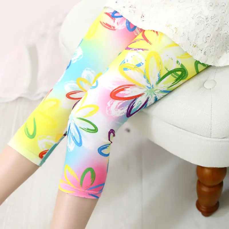 Hot & New Girls leggings summer multi-colored elastic milk silk breathable pant girls 7 point Leggings