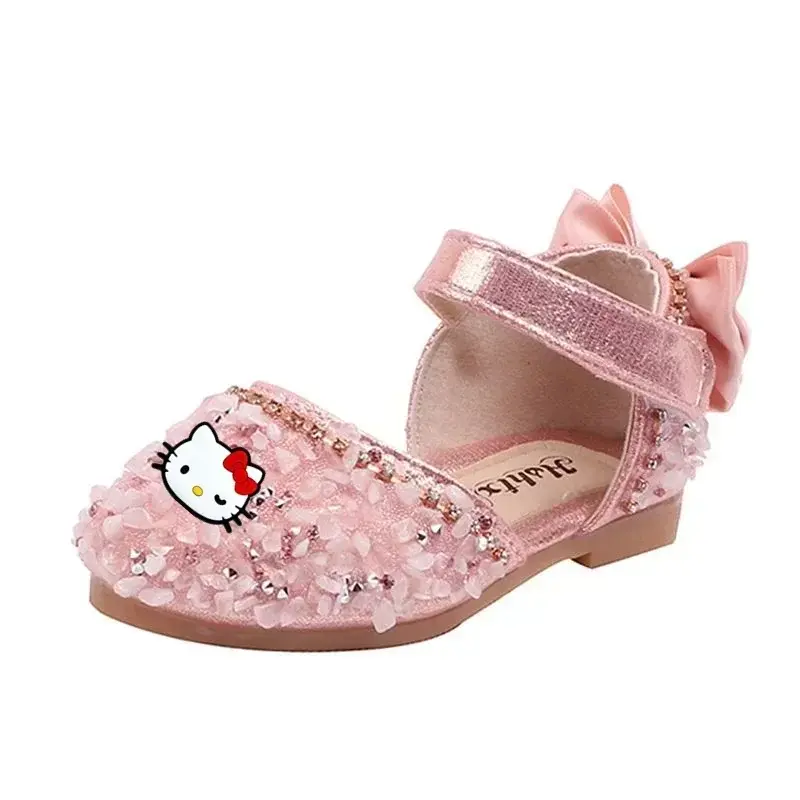 Sanrio hello kitty girls sandals summer new girls baby princess shoes children Baotou soft-soled crystal performance shoes girls