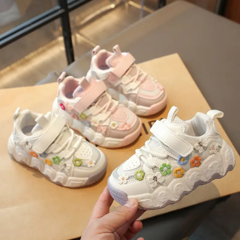 Kids'Casual Shoes My Melody PU Leather Summer Shoes For Girls Breathable Soft Thick Bottom White Pink Shoes Size 26-37