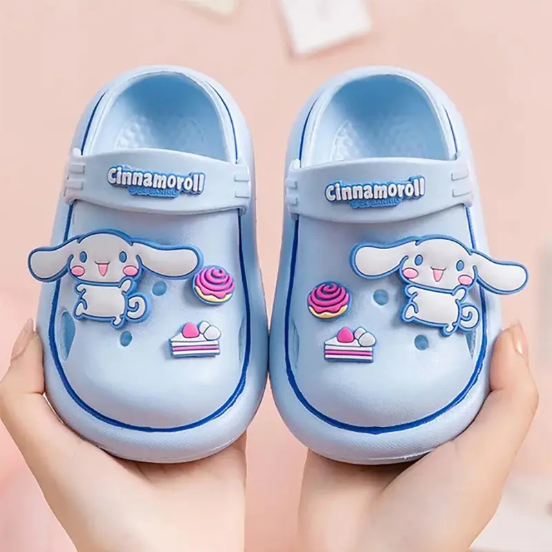 Garden Shoes For Children Summer Boys Girls EVA Sandals With Cute Sanrio's Charms Lightweight Soft Soled Non-slip Outdoor Shoes