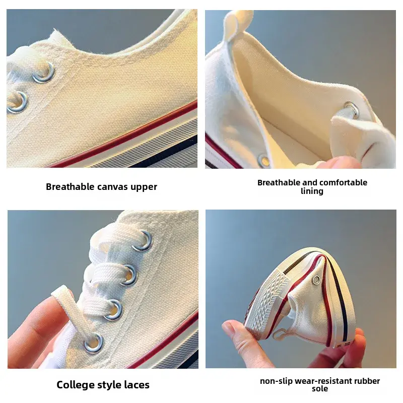 Children's Low-top Canva Shoes 2024 Spring New Style White Candy Color Men's Women's Children's Parent-child Board Shoes