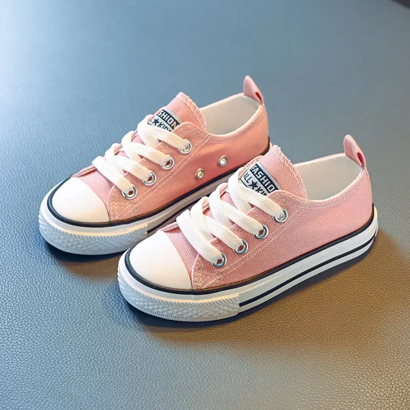 Children's Low-top Canva Shoes 2024 Spring New Style White Candy Color Men's Women's Children's Parent-child Board Shoes