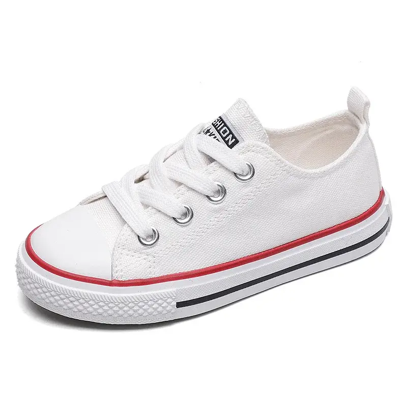 Children's Low-top Canva Shoes 2024 Spring New Style White Candy Color Men's Women's Children's Parent-child Board Shoes