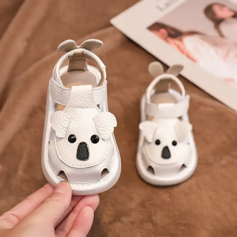 Summer Children Shoes Baby Girls Boys Genuine Leather Sandals Soft Sole Anti Slip Toddler Shoes Cartoon Kids Brach Sandals