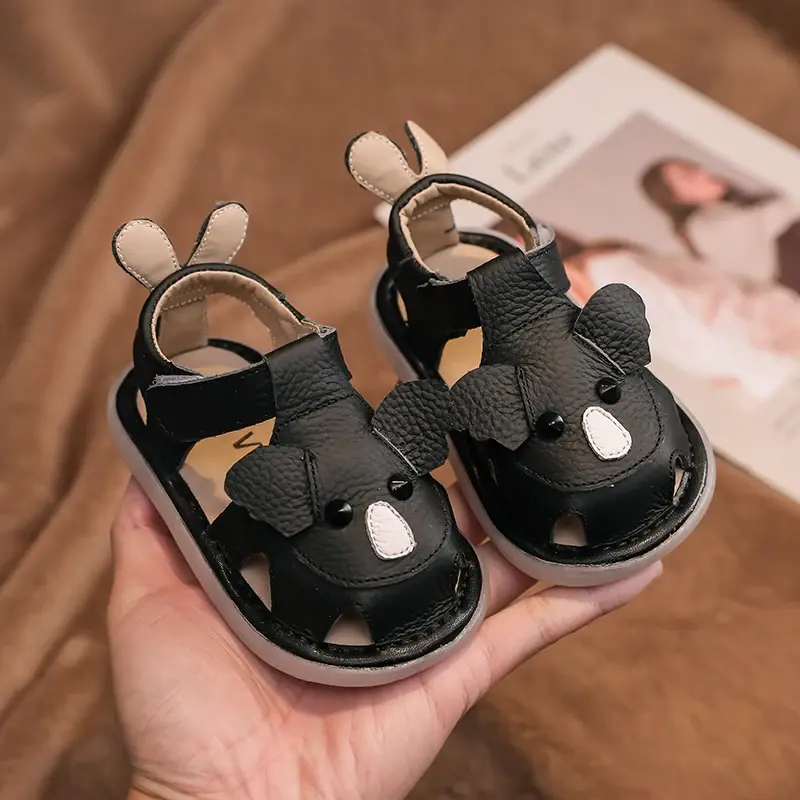 Summer Children Shoes Baby Girls Boys Genuine Leather Sandals Soft Sole Anti Slip Toddler Shoes Cartoon Kids Brach Sandals