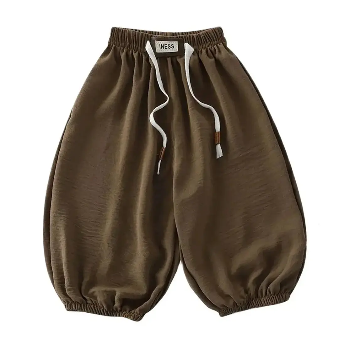 Kids Summer Pants Baby Boys Loose Fit Trousers Girls Ventilation Pants 1-9 Years Old Children Elastic Waist Casual Sport Pants