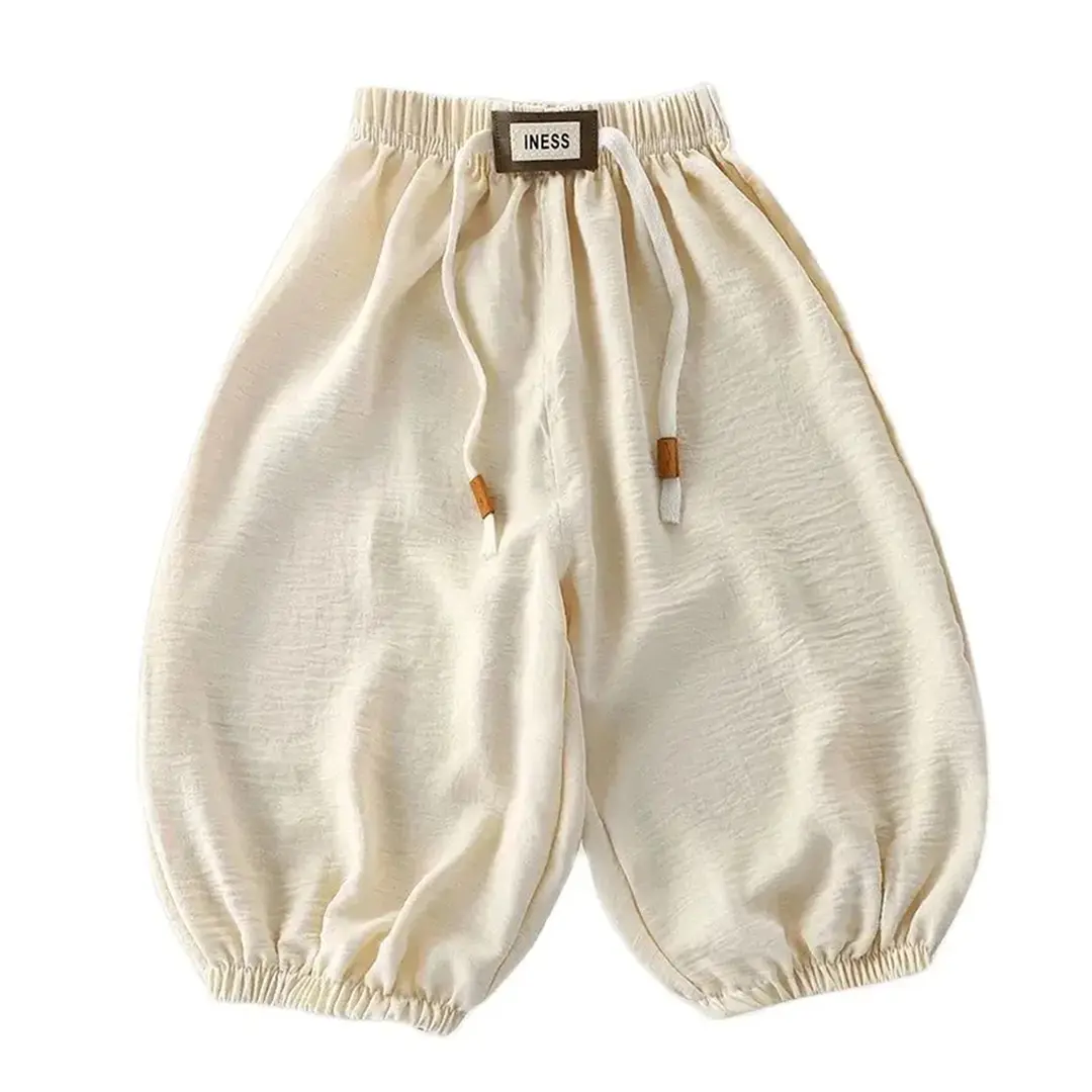 Kids Summer Pants Baby Boys Loose Fit Trousers Girls Ventilation Pants 1-9 Years Old Children Elastic Waist Casual Sport Pants