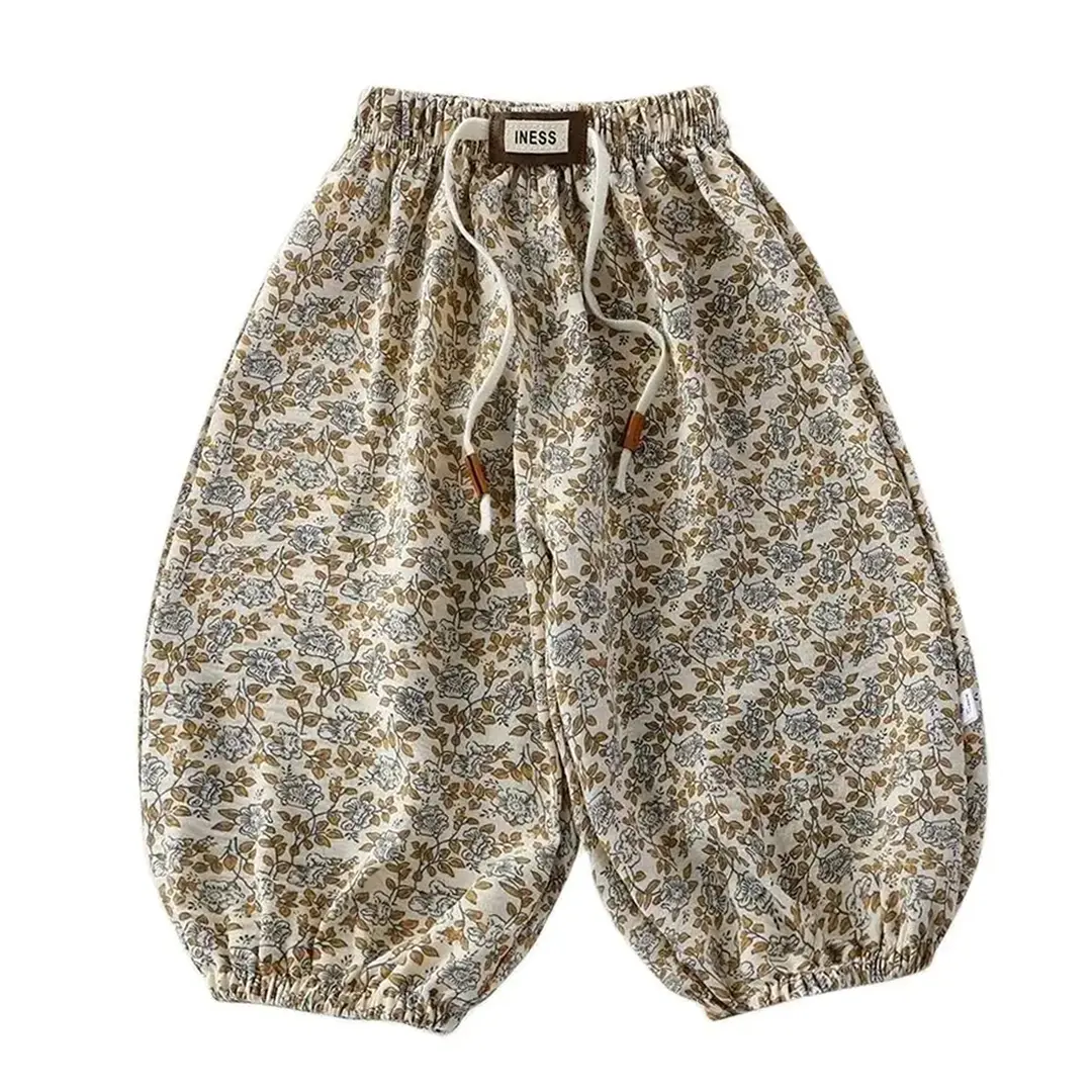 Kids Summer Pants Baby Boys Loose Fit Trousers Girls Ventilation Pants 1-9 Years Old Children Elastic Waist Casual Sport Pants