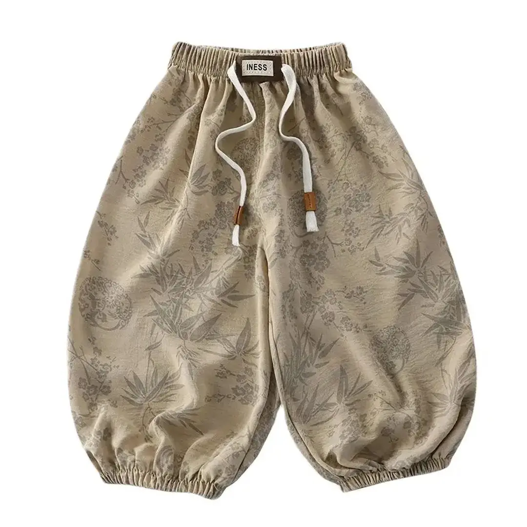 Kids Summer Pants Baby Boys Loose Fit Trousers Girls Ventilation Pants 1-9 Years Old Children Elastic Waist Casual Sport Pants