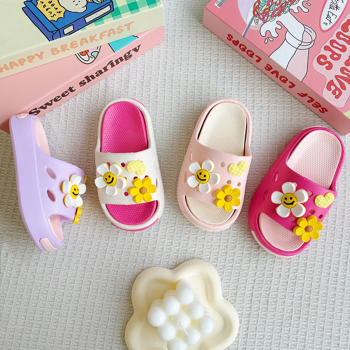 New Popular Cartoon Sunflower Versatile Girls Eva Slippers Fashionable Double Soft-Soled Non-Slip Sandals 831