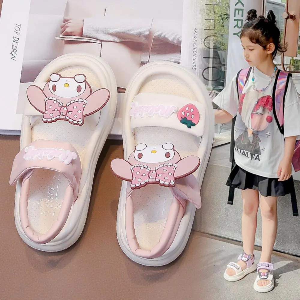 2025 Kuromi Sandal Girls Sanrio Kawaii Anime My Melody Shoes Girly Heart Summer Cute Cartoon Babys Slipper Korean Tide Kids Gift
