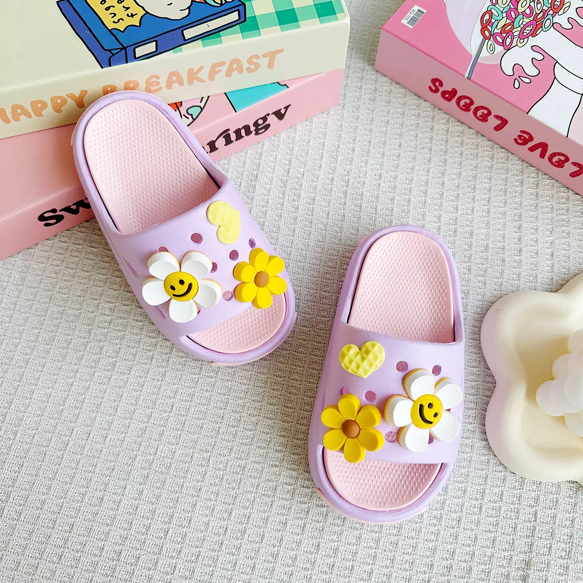 New Popular Cartoon Sunflower Versatile Girls Eva Slippers Fashionable Double Soft-Soled Non-Slip Sandals 831