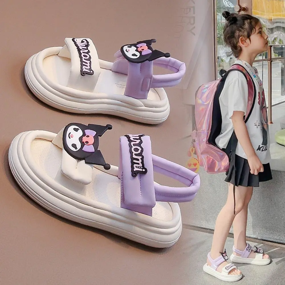 2025 Kuromi Sandal Girls Sanrio Kawaii Anime My Melody Shoes Girly Heart Summer Cute Cartoon Babys Slipper Korean Tide Kids Gift