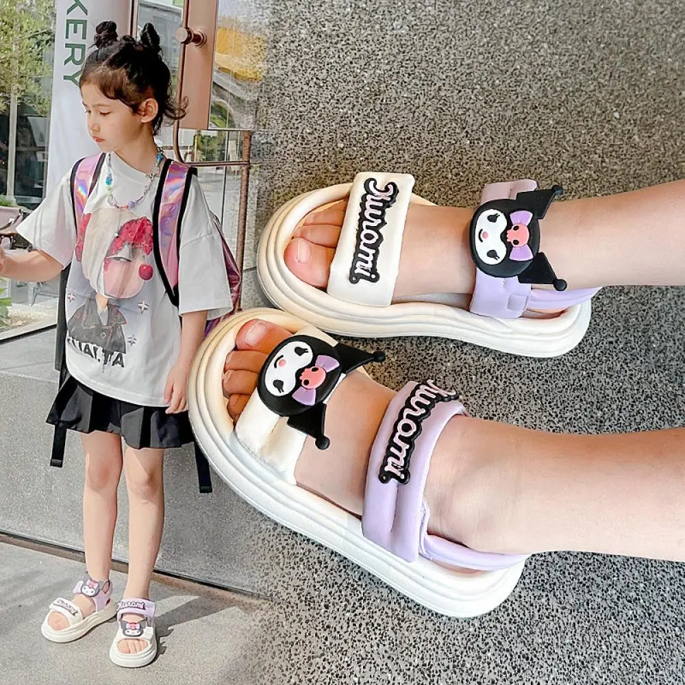2025 Kuromi Sandal Girls Sanrio Kawaii Anime My Melody Shoes Girly Heart Summer Cute Cartoon Babys Slipper Korean Tide Kids Gift