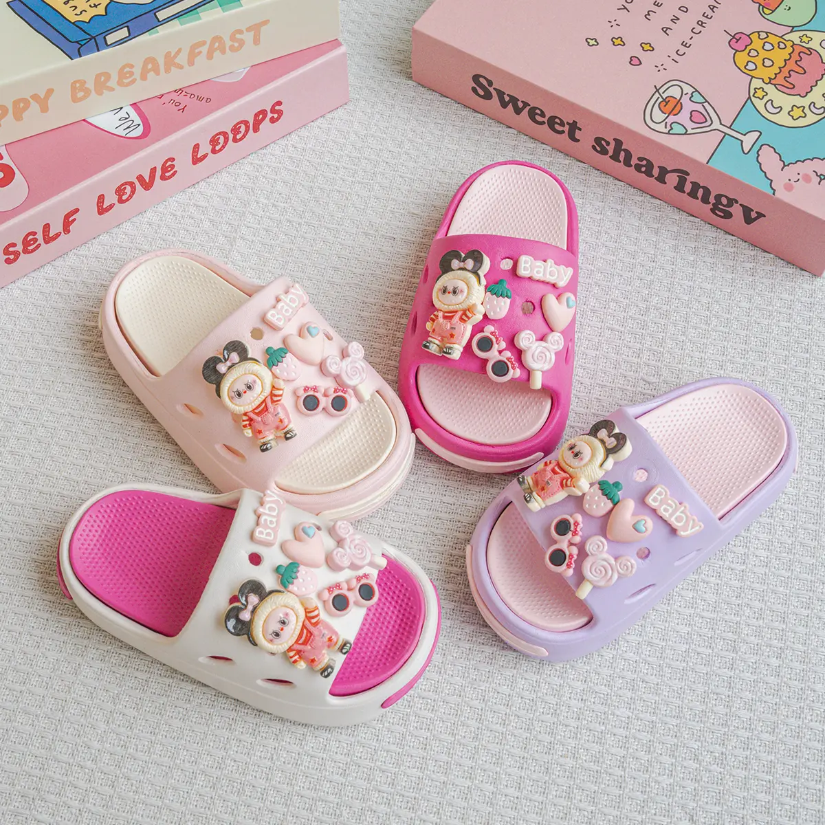 New Popular Cartoon Sunglasses, Versatile Eva Slippers for Boys and Girls, Fashionable Double Soft-Soled Non-Slip Sandals 831