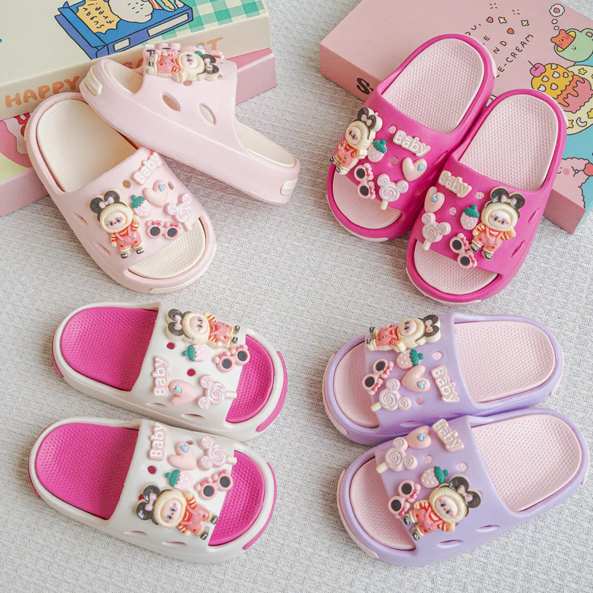 New Popular Cartoon Sunglasses, Versatile Eva Slippers for Boys and Girls, Fashionable Double Soft-Soled Non-Slip Sandals 831