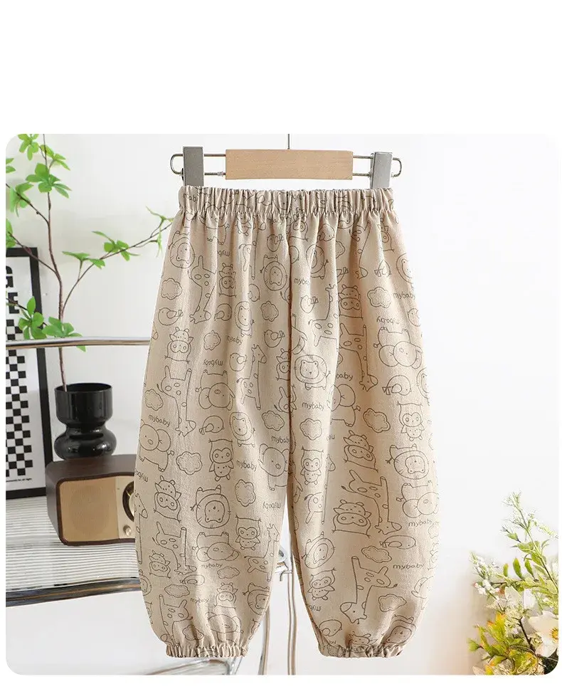 Outdoor Toddler Girls Summer Fashion Thin Loose Full Length Pants New Designer Printing Trousers Baby Unisex Cute Harem Pants