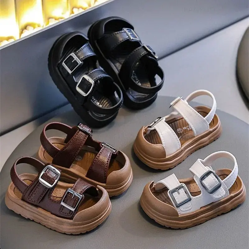 2025 Buckle Children Beach Shoes Solid PVC Hook Loop Summer Sandals For Baby Boys Girls Non Slip Waterproof Toddler Kids Sandals