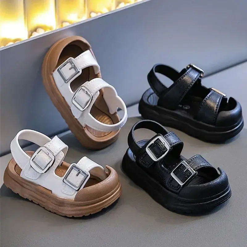 2025 Buckle Children Beach Shoes Solid PVC Hook Loop Summer Sandals For Baby Boys Girls Non Slip Waterproof Toddler Kids Sandals