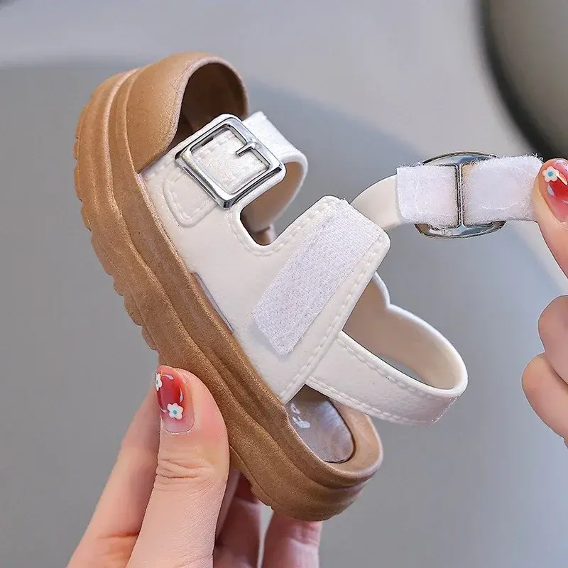 2025 Buckle Children Beach Shoes Solid PVC Hook Loop Summer Sandals For Baby Boys Girls Non Slip Waterproof Toddler Kids Sandals