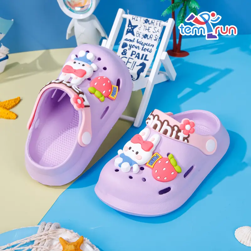 Summer Boys Girls Shoes Children's Little Bear And Bunny Sandals Garden Shoes Soft Anti-Skid Cartoon Design Indoor Outdoor