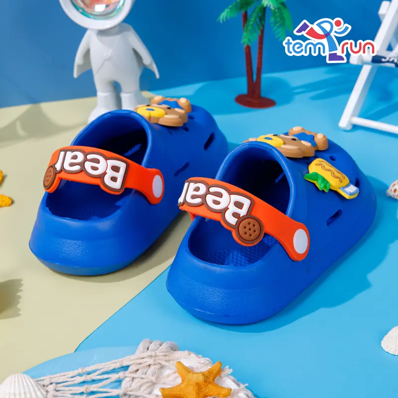 Summer Boys Girls Shoes Children's Little Bear And Bunny Sandals Garden Shoes Soft Anti-Skid Cartoon Design Indoor Outdoor