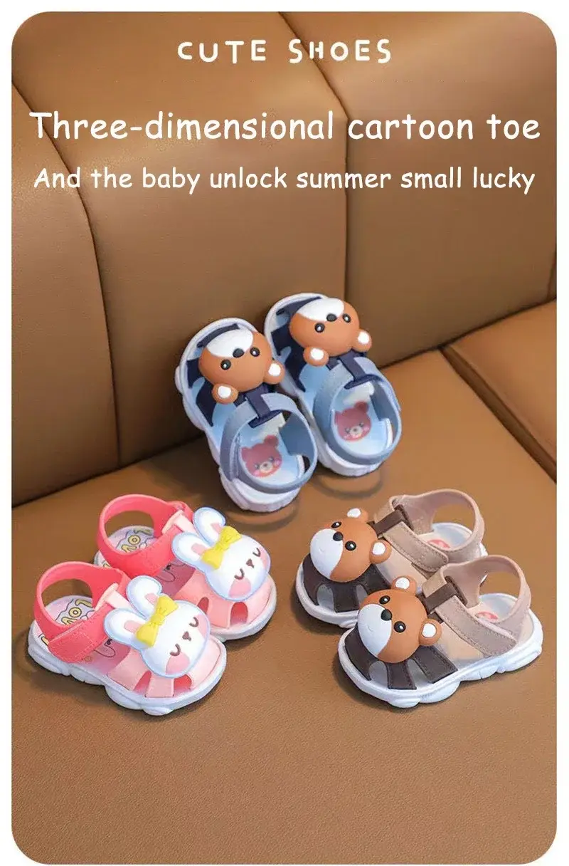 High Quality Comfortable Breathable Baby Children Outdoor Sandals Simple Versatile Cute Cartoon Boys Girls Infants Walking Shoes