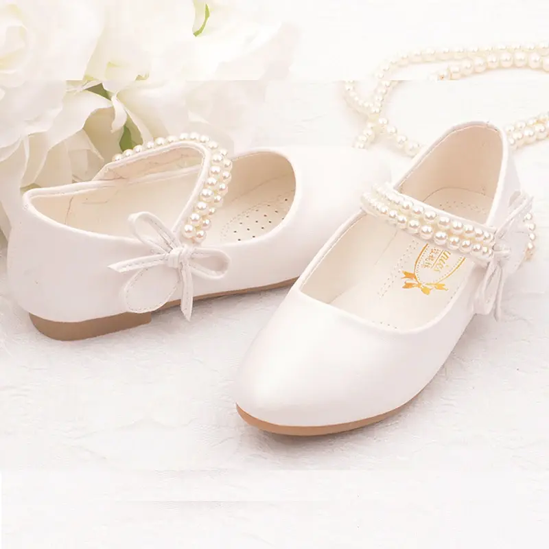 Girls White Mary Janes Shoes Flats From 3 To 12 Years Formal Dresses Girl Child Shoe Mori Girls' Flat Heel Princess Shoes Party