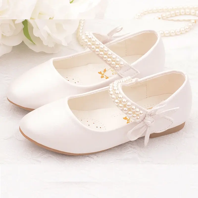 Girls White Mary Janes Shoes Flats From 3 To 12 Years Formal Dresses Girl Child Shoe Mori Girls' Flat Heel Princess Shoes Party