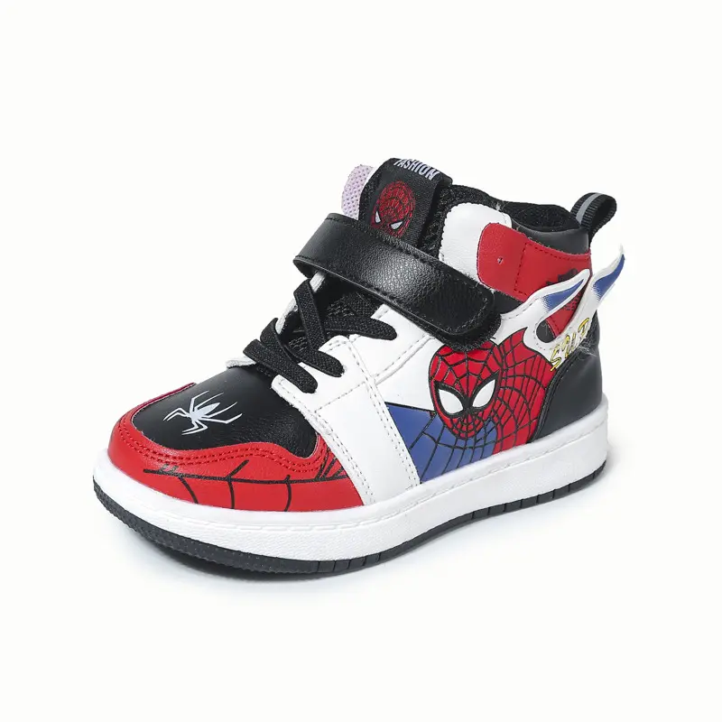 Disney Children's Shoes Fashion Spiderman Boys Sneakers Cartoon Casual Shoes Breathable Kids PU Leather Sport Shoes Size 27-37