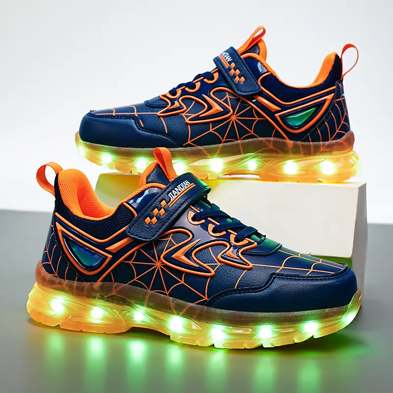 YUNICUS LED Light Shoes Children's Shoes Children's Flyknit Sneakers Boys USB Charging Luminous Shoes