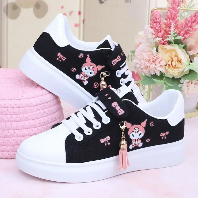 Sanrio Kuromi girl canvas shoes 2025 spring autumn sports shoes children's soft-soled sneakers student skate shoes casual shoes