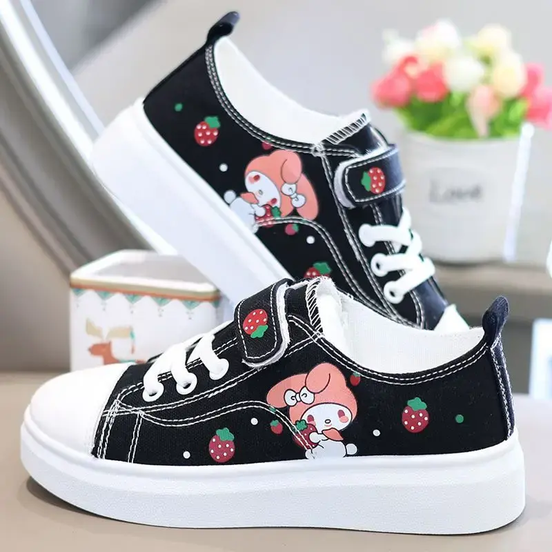 Sanrio Kuromi girl canvas shoes 2025 spring autumn sports shoes children's soft-soled sneakers student skate shoes casual shoes