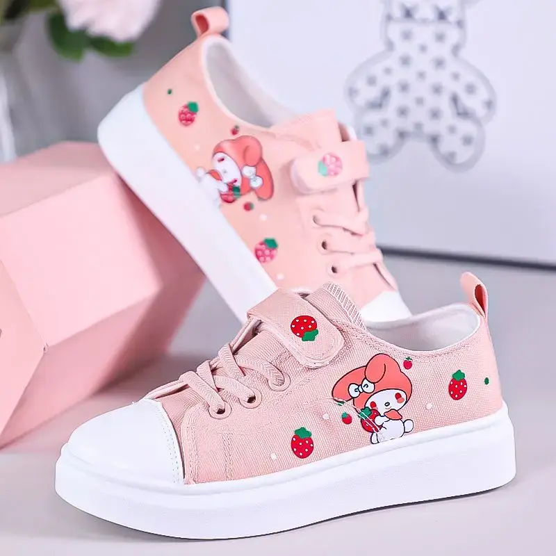 Sanrio Kuromi girl canvas shoes 2025 spring autumn sports shoes children's soft-soled sneakers student skate shoes casual shoes