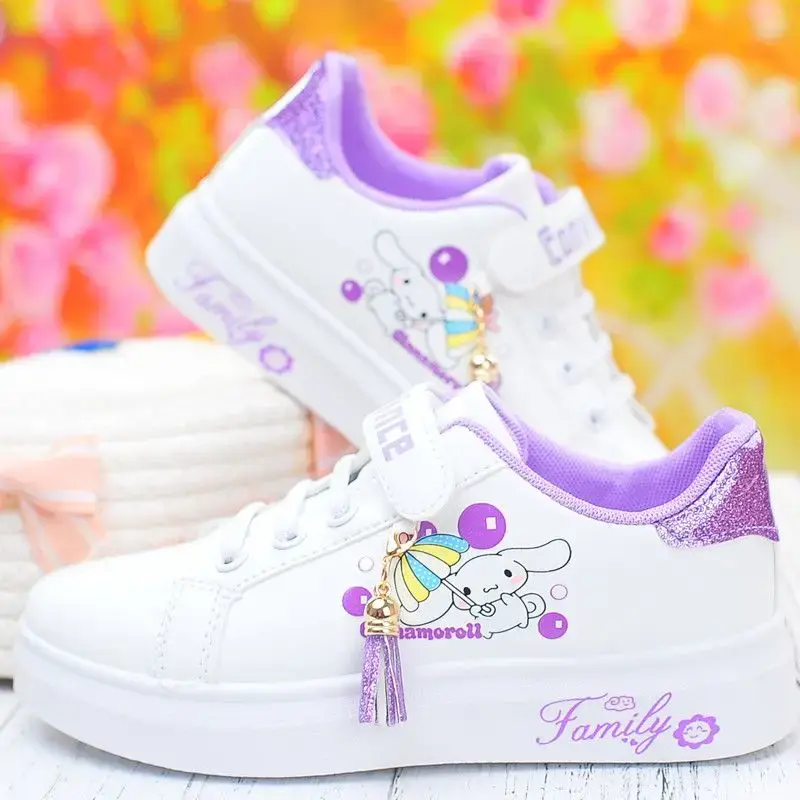 Sanrio hello kitty  spring autumn non-slip net shoes girl casual shoes cartoon board shoes kuromi sports shoes cute Sneakers