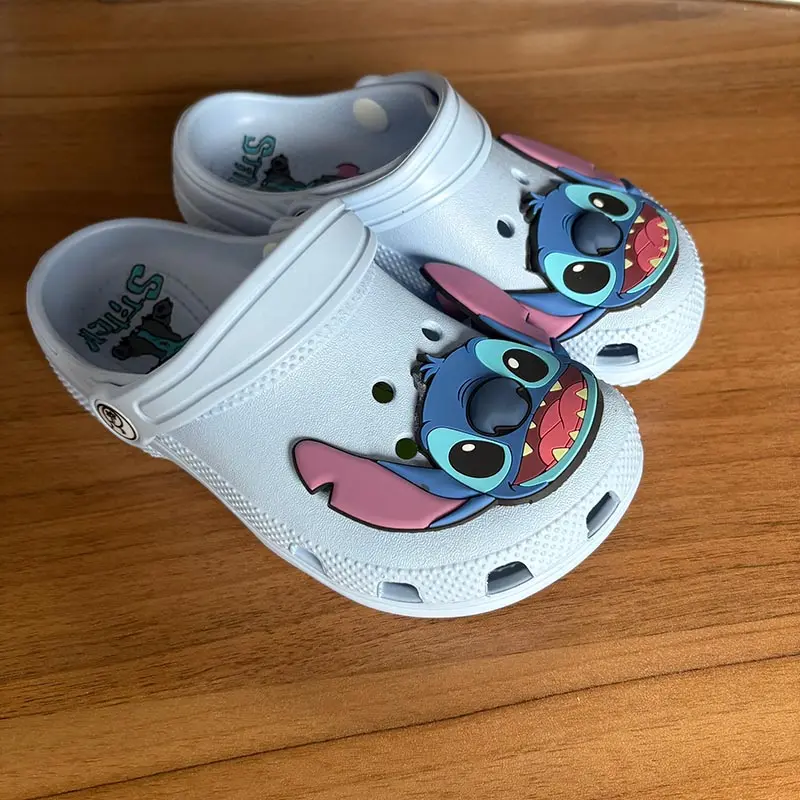 Stitch Cartoon Anime Solid Waterproof Slippers Outdoor Sandals Stitch Casual Breathable Ankle-Wrap For Kids Shoes Gift