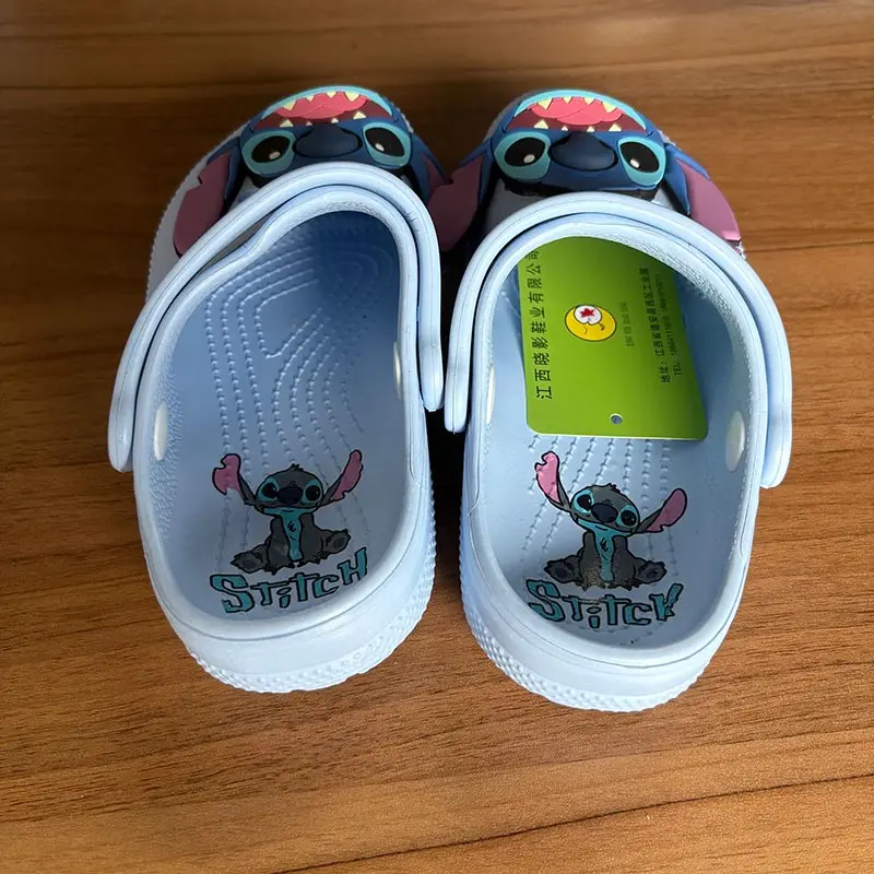 Stitch Cartoon Anime Solid Waterproof Slippers Outdoor Sandals Stitch Casual Breathable Ankle-Wrap For Kids Shoes Gift