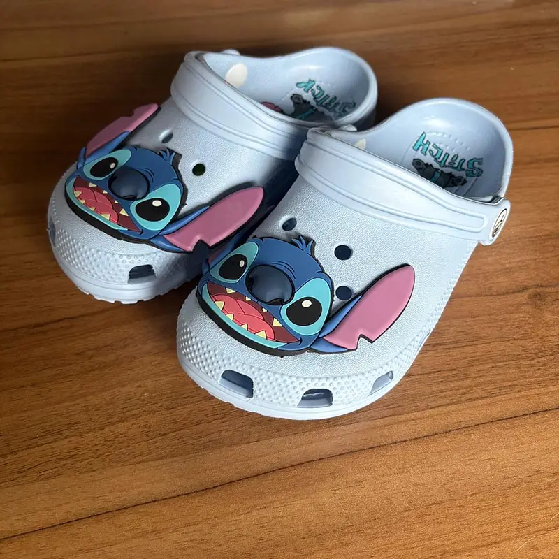 Stitch Cartoon Anime Solid Waterproof Slippers Outdoor Sandals Stitch Casual Breathable Ankle-Wrap For Kids Shoes Gift