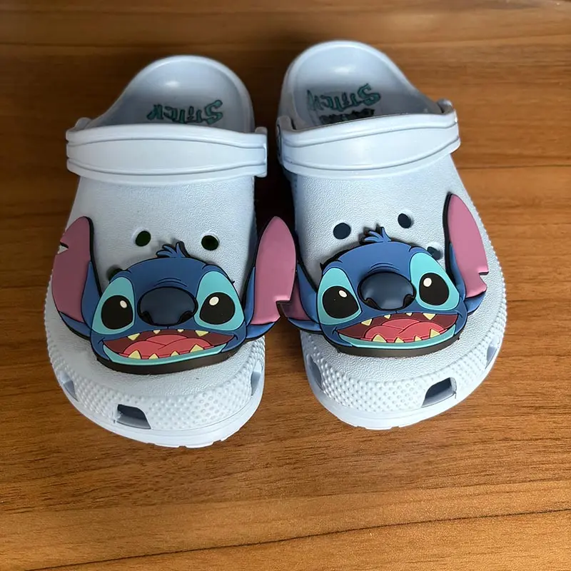 Stitch Cartoon Anime Solid Waterproof Slippers Outdoor Sandals Stitch Casual Breathable Ankle-Wrap For Kids Shoes Gift