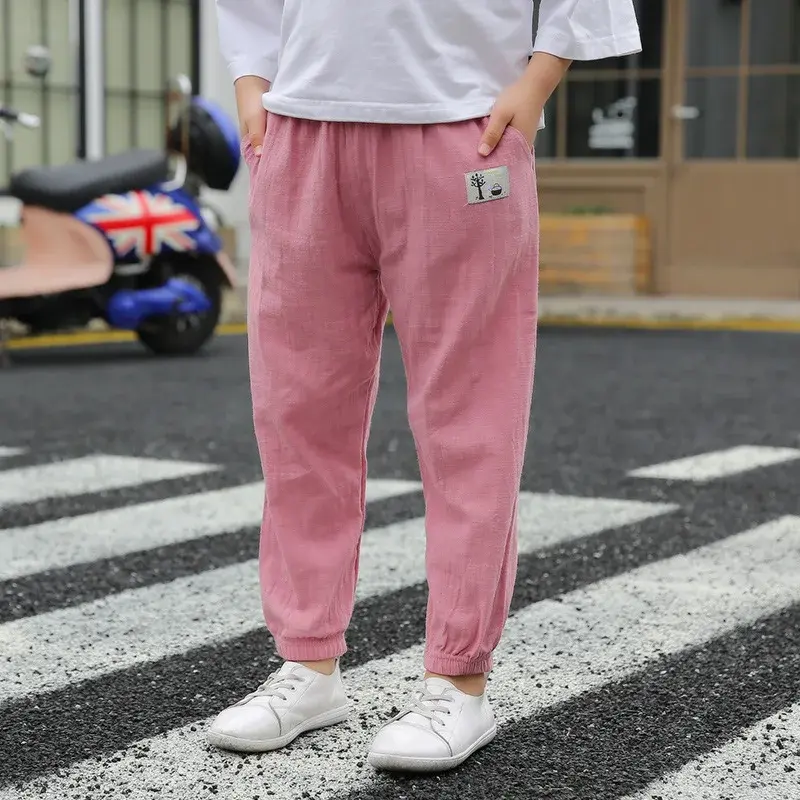 Summer Kids Mosquito-Proof Loose Wide-Leg Pants Airy Lantern Lounge Sleepwear for Boys Girls 2-10Y Comfortable Casual Clothing