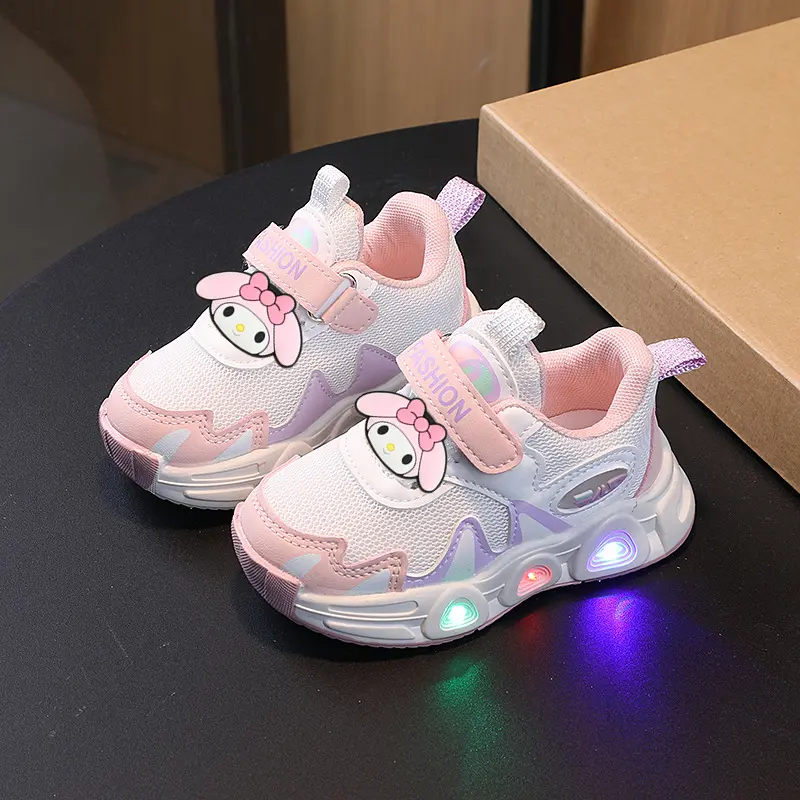 Sanrio hello kitty children mesh breathable Casual shoes luminous Sneakers boy girl  non-slip running shoes baby toddler shoes