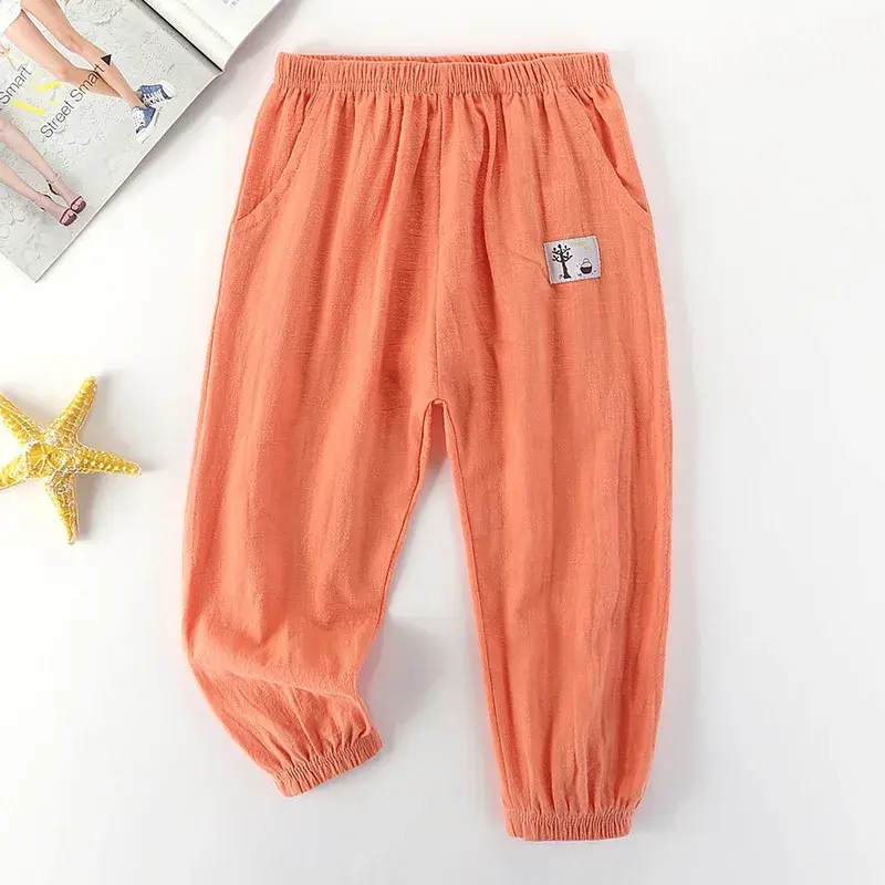 Summer Kids Mosquito-Proof Loose Wide-Leg Pants Airy Lantern Lounge Sleepwear for Boys Girls 2-10Y Comfortable Casual Clothing