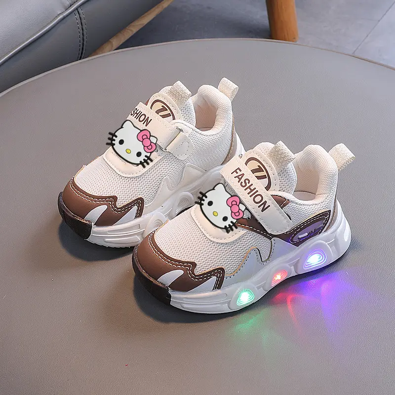 Sanrio hello kitty children mesh breathable Casual shoes luminous Sneakers boy girl  non-slip running shoes baby toddler shoes