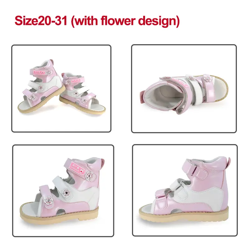 Ortoluckland Baby Princess Girls Sandals Children Orthopedic Shoes  For Kid  Toddler Flower Leather Footwear With Arch Support
