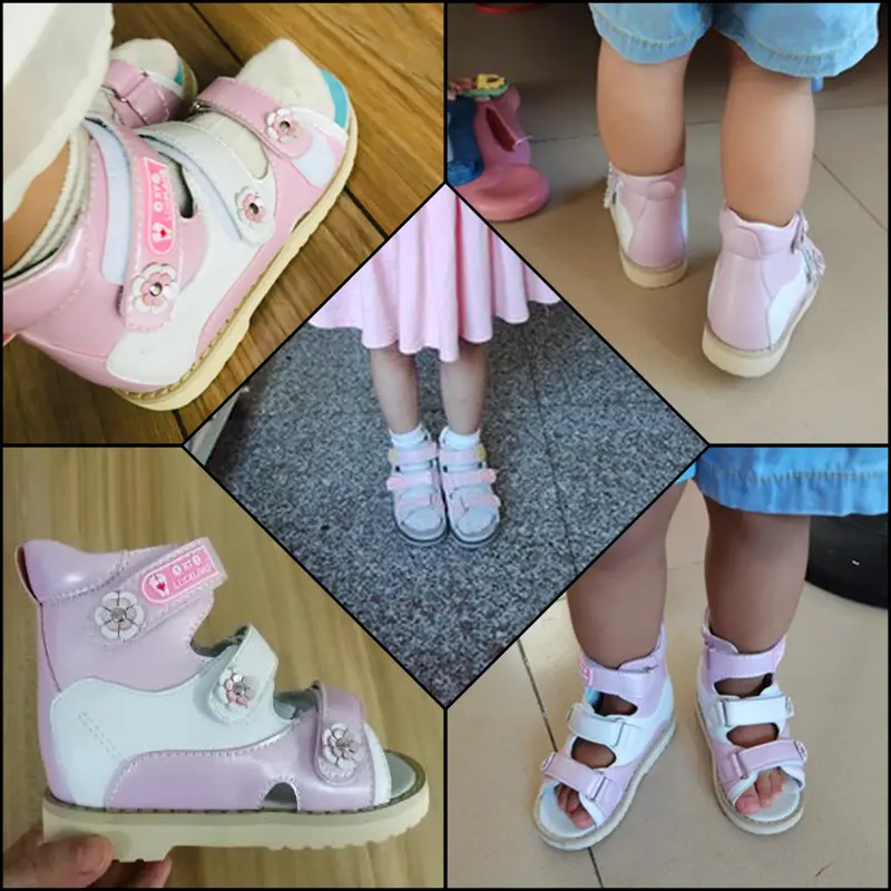 Ortoluckland Baby Princess Girls Sandals Children Orthopedic Shoes  For Kid  Toddler Flower Leather Footwear With Arch Support
